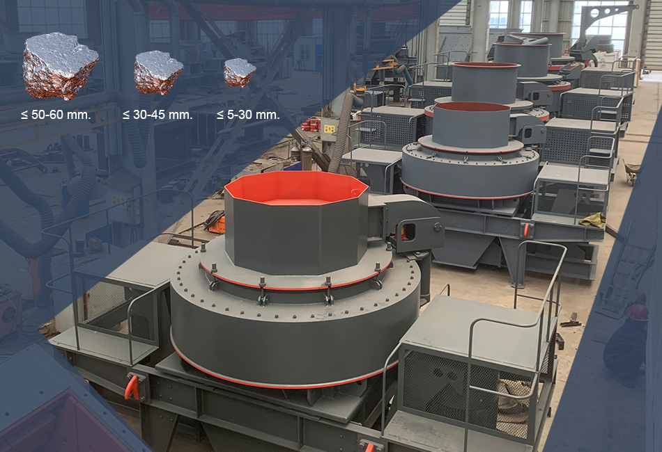 The VSI impact sand making machine has two working conditions: sand making and aggregate shaping with different max feed sizes. Hard rock shall adopt smaller feed size to reduce wear of spare parts..